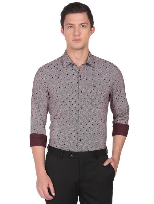 maroon printed casual shirt - 18543447 - Very Small Image - 1