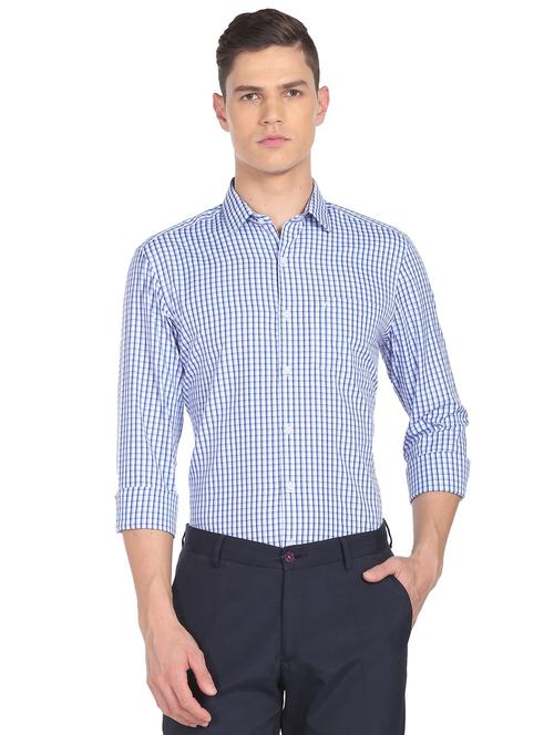 blue checkered casual shirt - 18543463 - Very Small Image - 1