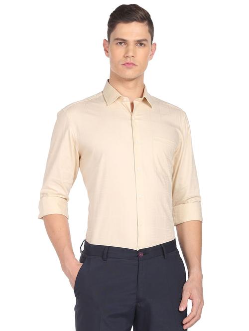 yellow self design formal shirt - 18543475 - Very Small Image - 1