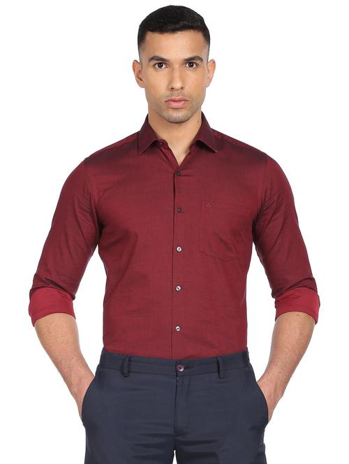 maroon self design casual shirt - 18543495 - Very Small Image - 1