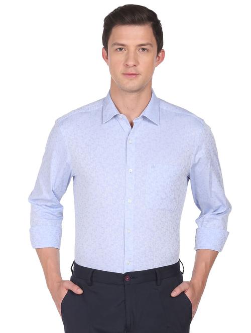 light blue self design casual shirt - 18543499 - Very Small Image - 1