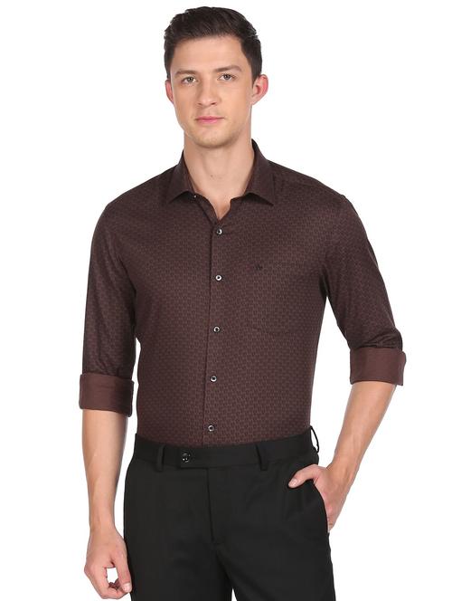 brown printed casual shirt - 18543515 - Very Small Image - 1