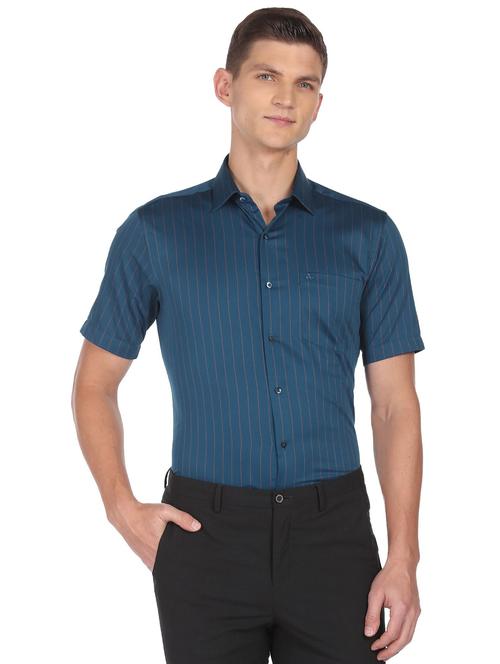 teal striped casual shirt - 18543554 - Very Small Image - 1