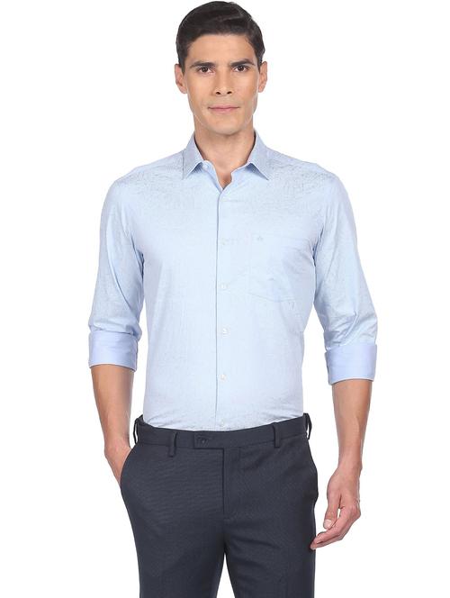 light blue printed formal shirt - 18543588 - Very Small Image - 1