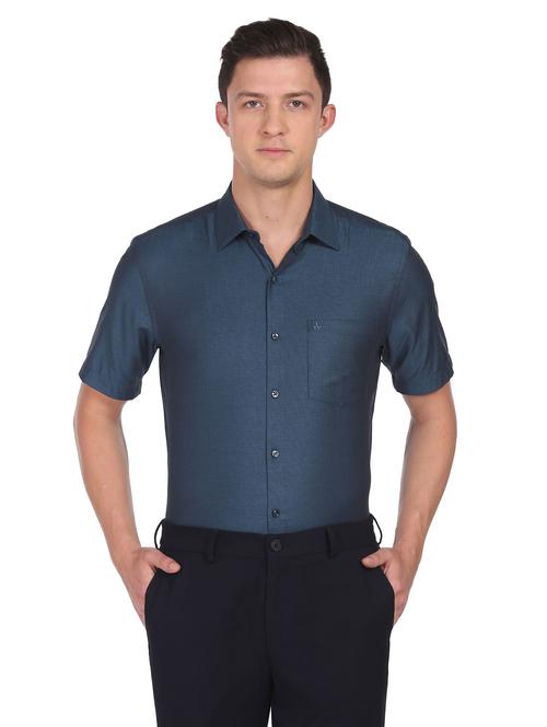 dark blue self design casual shirt - 18543592 - Very Small Image - 1