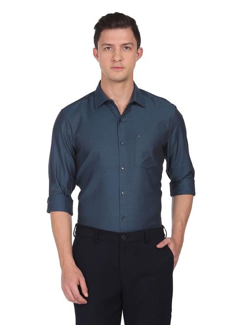 dark blue self design casual shirt - 18543595 - Very Small Image - 1