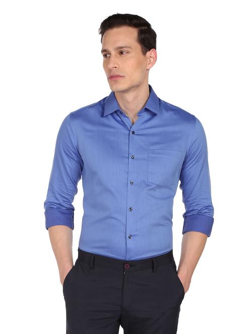 blue self design casual shirt - 18543600 - Very Small Image - 1