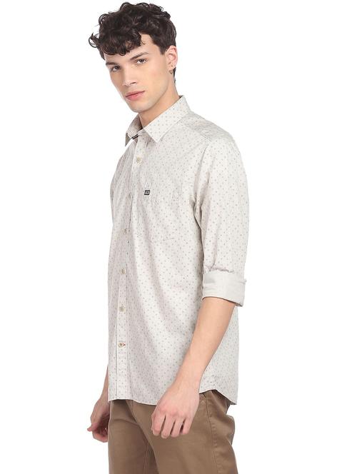 beige printed casual shirt - 18543736 - Very Small Image - 1