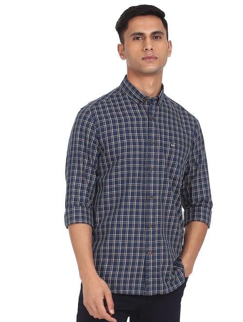 blue checkered casual shirt - 18543740 - Very Small Image - 1