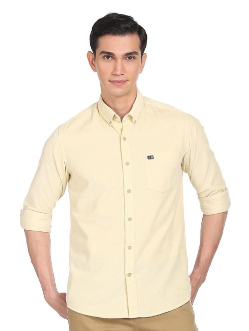 cream solid casual shirt - 18543986 - Very Small Image - 1
