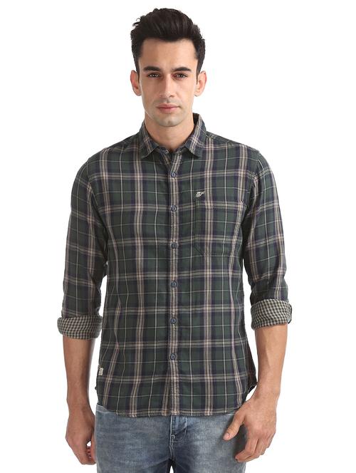 checkered cotton casual shirt - 18544125 - Very Small Image - 1