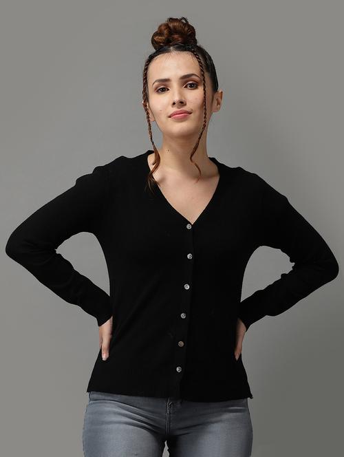 v-neck solid cardigan - 18545192 - Very Small Image - 1