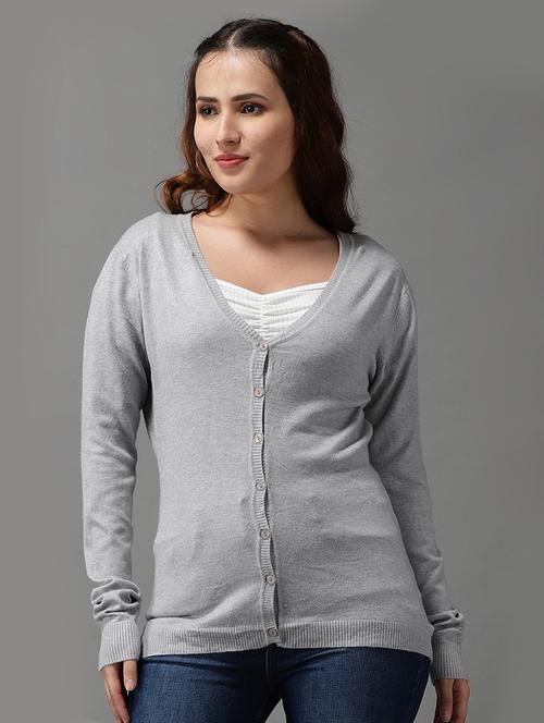 v-neck solid cardigan - 18545193 - Very Small Image - 1