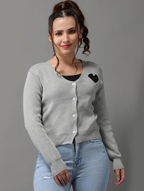 v-neck solid cardigan - 18545196 - Very Small Image - 1