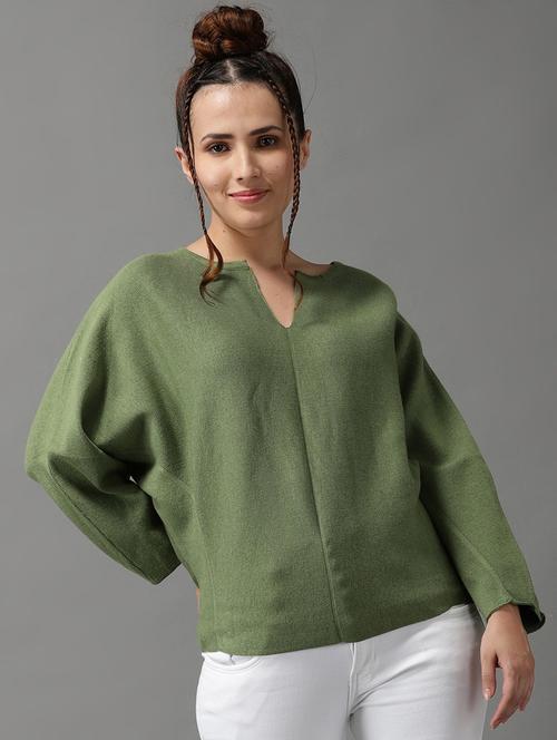 notch neck solid pullover - 18545204 - Very Small Image - 1
