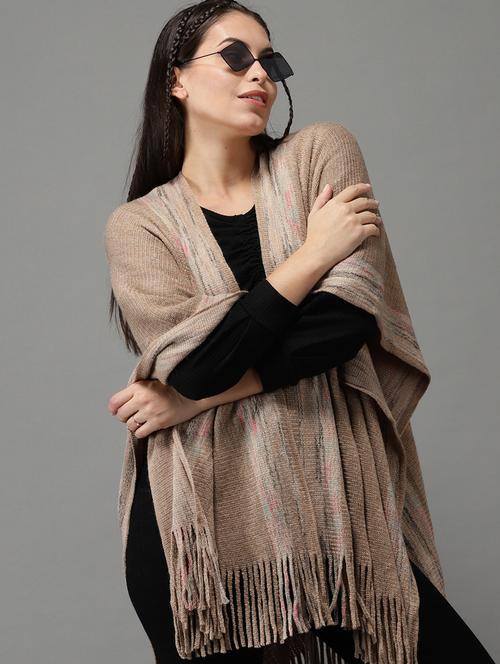 fringed hem wool poncho - 18545250 - Very Small Image - 1