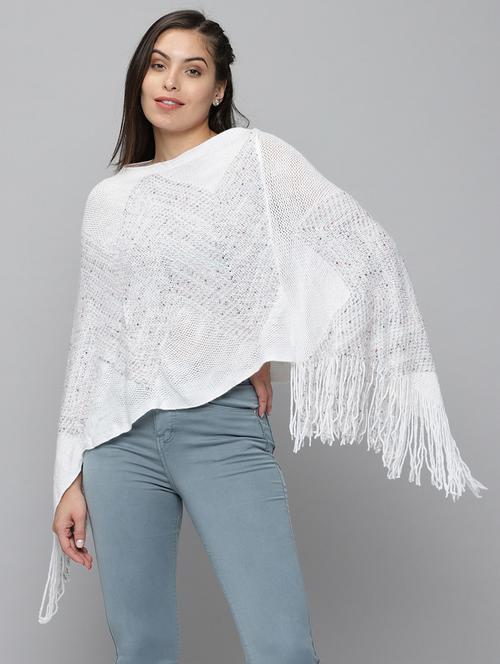 fringed hem wool poncho - 18545271 - Very Small Image - 1
