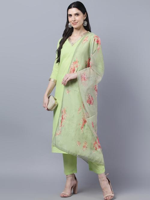 embellished kurta pant set with dupatta - 18545560 - Very Small Image - 1