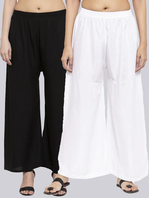 pack of 2 solid flared palazzos - 18546451 - Very Small Image - 1