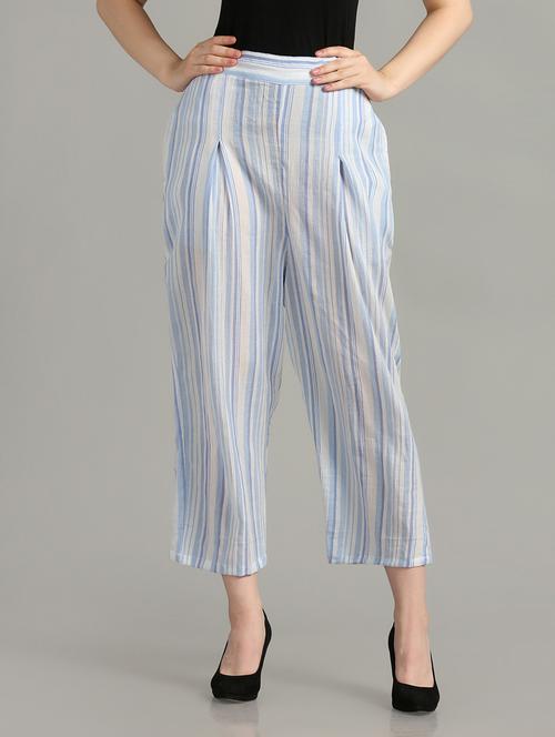 high rise striped pleated trouser - 18546484 - Very Small Image - 1