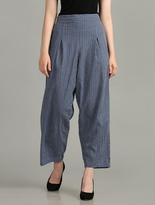 high rise striped pleated trouser - 18546485 - Very Small Image - 1