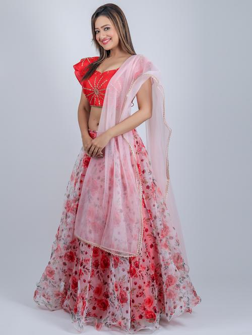 floral printed lehenga choli with dupatta - 18546824 - Very Small Image - 1