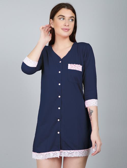 v-neck lace detail sleepshirt - 18546896 - Very Small Image - 1