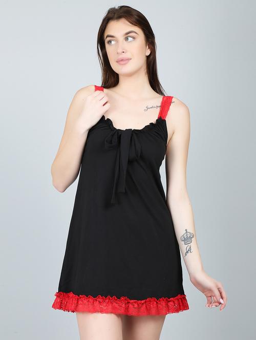 contrast lace detail babydoll - 18546897 - Very Small Image - 1