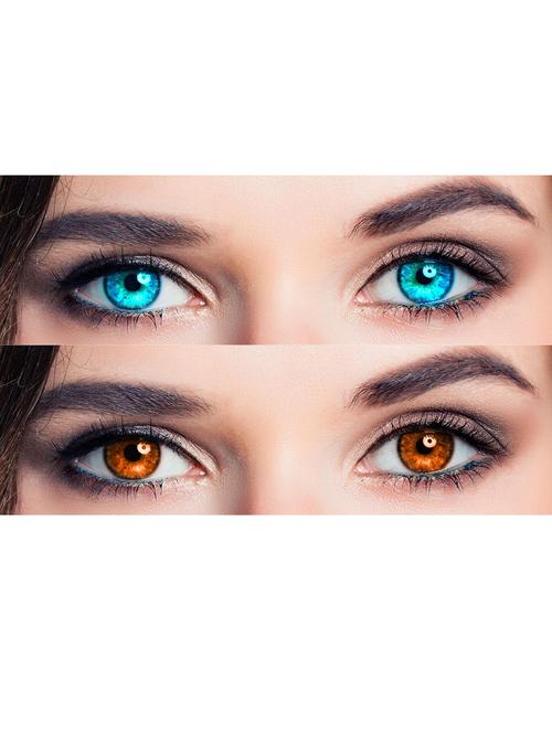 light blue and brown monthly color contact lense 2 pair with case - 18547611 - Very Small Image - 1