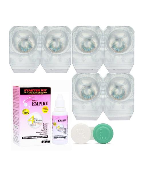light blue 3 pair colored contact lens with case and solution (0 power) - 18548560 - Very Small Image - 1