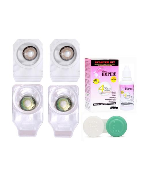 colored contact lens zero power with case & 30ml solution grey-green - 18548565 - Very Small Image - 1