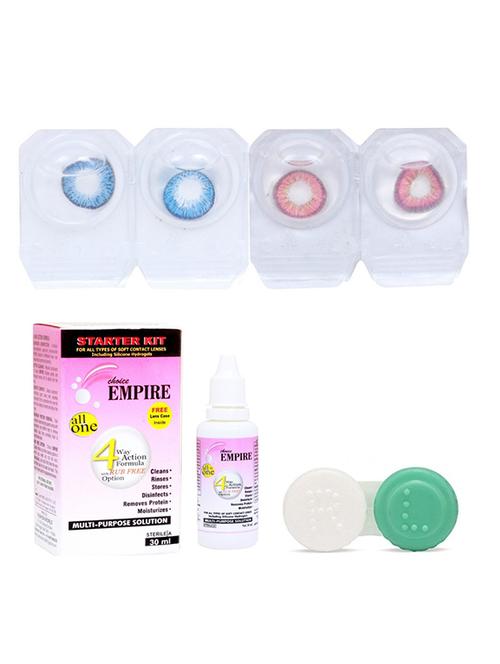 deep blue-red 2 pair colored contact lens with case & solution (0 power) - 18548607 - Very Small Image - 1