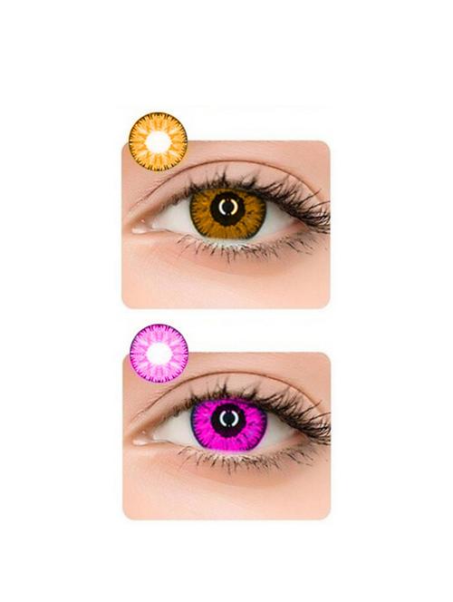 monthly 2 pair honey-violet colored 0 power contact lenses for eyes men and women - 18548805 - Very Small Image - 1