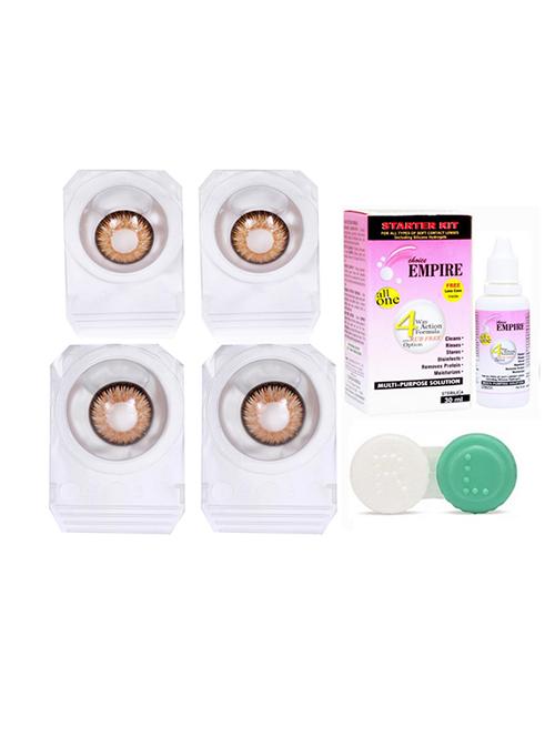 pair colored contact lens zero power with case & 30ml solution honey-hazel - 18548827 - Very Small Image - 1