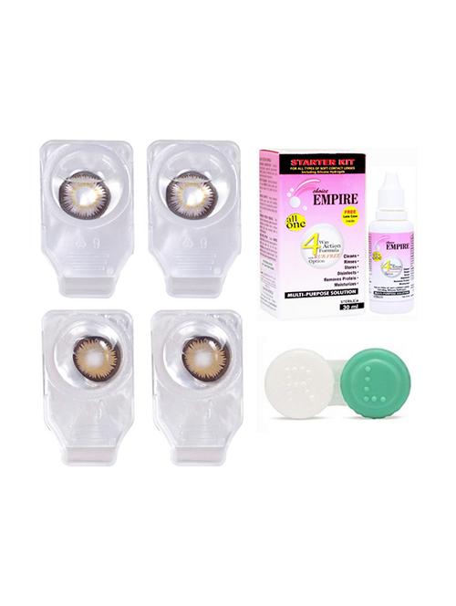 pair colored contact lens zero power with case & 30ml solution pure hazel-brown - 18548881 - Very Small Image - 1
