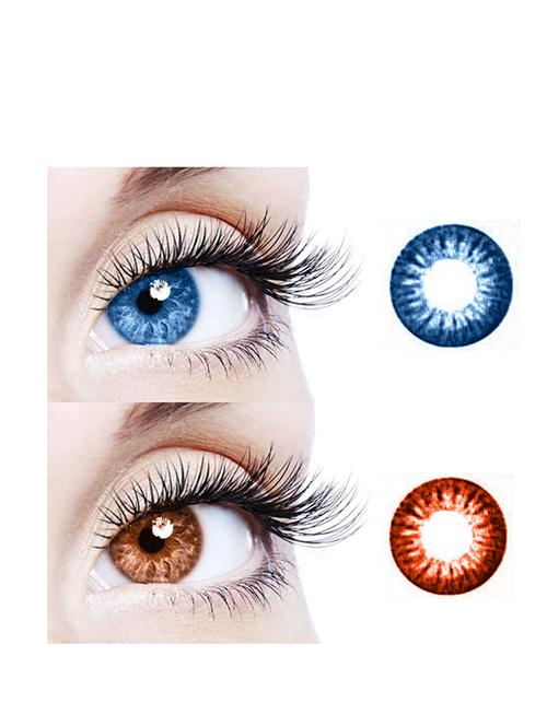 aqua-brown colored contact lens 2 pair with case (0 power) - 18548883 - Very Small Image - 1