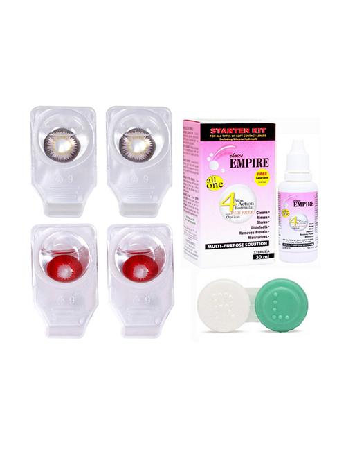 colored contact lens zero power with case & 30ml solution pure hazel-red - 18548930 - Very Small Image - 1
