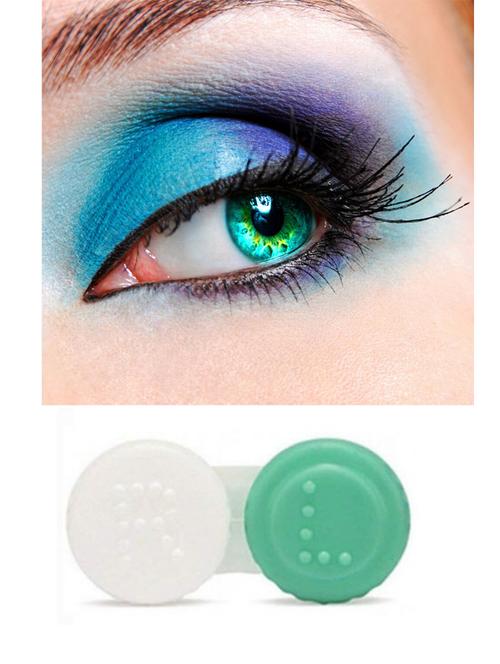 unisex 1 pair zero power monthly contact lens without solution - aqua color lens - 18549162 - Very Small Image - 1