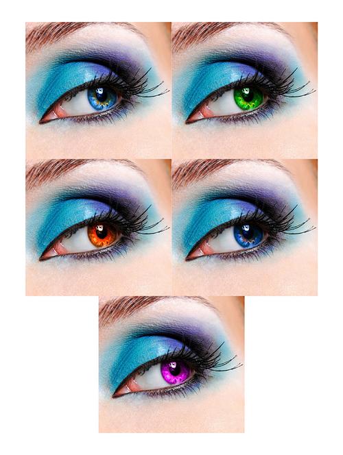 unisex 5 pair monthly aqua green honey blue violet colored 0 power contact lenses for eyes men and women with lens case - 18549171 - Very Small Image - 1