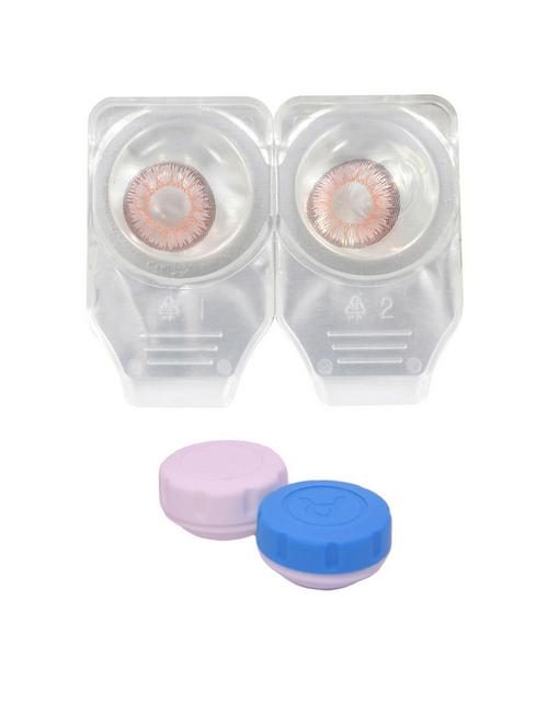 unisex 1 pair zero power monthly contact lenswithout solution - pink color lens - 18549190 - Very Small Image - 1