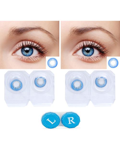 ocean blue 2 pair colored contact lens with 2 case (0 power) - 18549444 - Very Small Image - 1