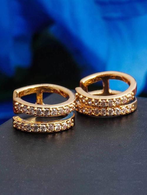 gold rhinestone dual band earring - 18551194 - Very Small Image - 1