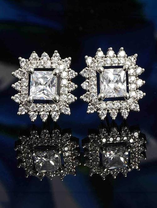 silver metal studs earring - 18551202 - Very Small Image - 1