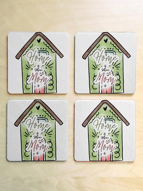 home is where mom is quote printed coaster set - 18552218 - Very Small Image - 1