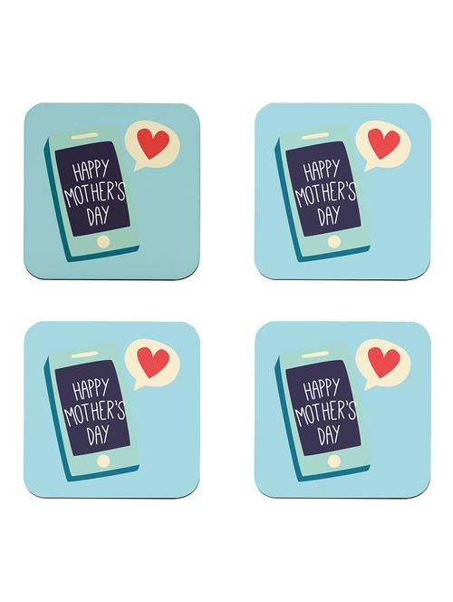 happy mother's day phone message quote printed coaster set - 18552232 - Very Small Image - 1