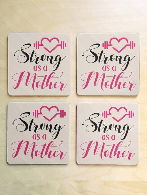 strong as a mother quote printed coaster set - 18552243 - Very Small Image - 1