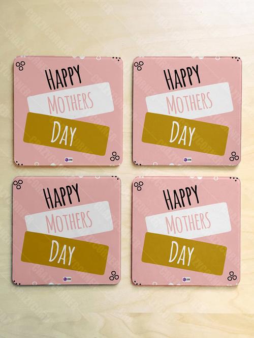 happy mothers day quote in pink printed coaster set - 18552257 - Very Small Image - 1
