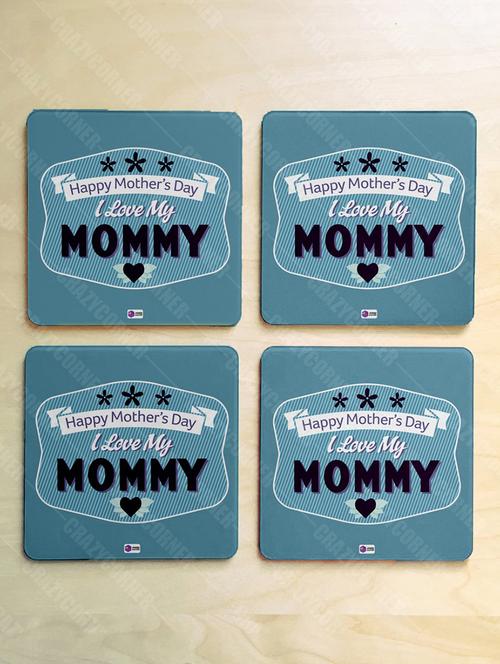happy mothers day- i love my mommy quote printed coaster set - 18552264 - Very Small Image - 1