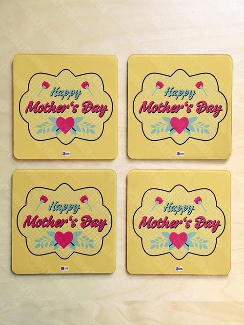 happy mothers day quote with heart printed coaster set - 18552265 - Very Small Image - 1