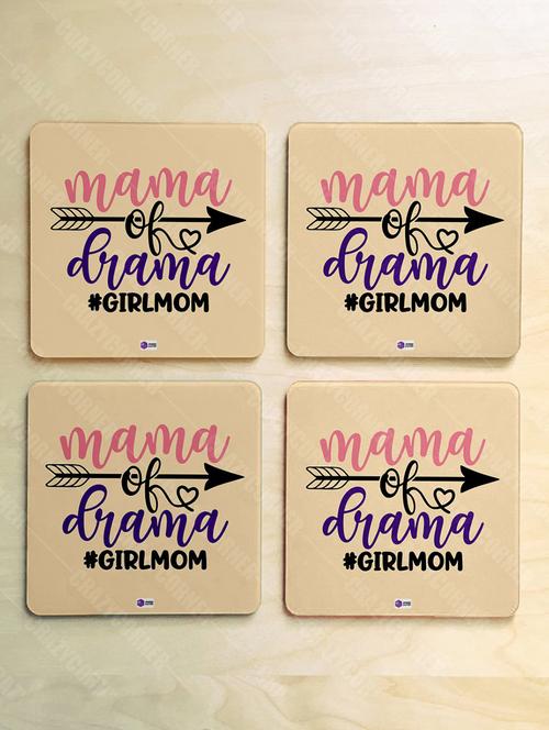 mama of drama quote printed coaster set - 18552284 - Very Small Image - 1
